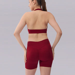 Ensemble de yoga pour femmes, short taille haute bicolore avec poche latérale, vêtements de sport respirants - Product Image 3