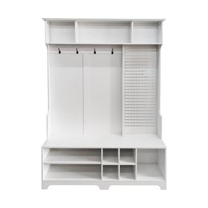 Appendiabiti con panca per scarpe e ripiani a muro Hall albero con pannello per ingresso corridoi e camere da letto - Product Image 2