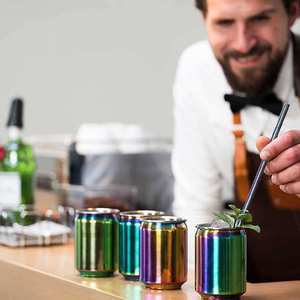 Hammered Stainless Steel Can Shape <b>glass</b> Metal Beer Copper Gold Silver <b>Coke</b> Can Mug for Bar Party Gift - Product Image 5