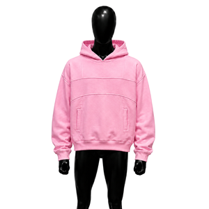 HIG QUALITY Pink Unisex Oversized Hooded Sweatshirt Regular Sleeve Solid Color Fleece Casual Autumn Wear MODERN CASUAL FASHIONAB - Product Image 1