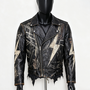 Custom Vintage Full Printing Men's Zipper PU <b>Leather</b> <b>Jacket</b> Embroidered Casual Style <b>Winter</b> Street Motorcycle <b>Jacket</b> - Product Image 3