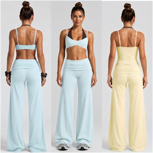 Olive <b>Green</b> High Waist Seamless Yoga Set 3 Piece <b>Crop</b> <b>Top</b> Shorts Breathable 100% Polyester V-neck Sport Bra Drawstring Closure - Product Image 1