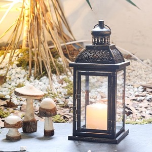 Farol de Metal con Panel de Vidrio, Elegante Portavelas para Decoración de Interiores y Exteriores, Bodas, Festivales y Regalos - Product Image 1
