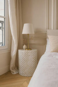 Taburetes Cilíndricos con Diseño de Tablero de Ajedrez Blanco y Verde, Mesa Auxiliar Pequeña de Mosaico Hecha a Mano con Madreperla, Decoración para Sala de Estar y Dormitorio - Product Image 2