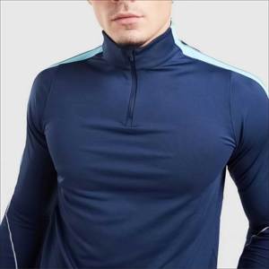 Camiseta Deportiva de Fútbol para Hombre, con Cierre de Cremallera de 1/4, Manga Larga, para Entrenamiento, Gimnasio, Secado Rápido, Verano - Product Image 3