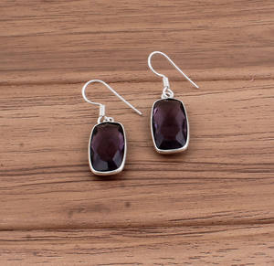 Boucles d'oreilles pendantes en améthyste naturelle, argent sterling 925, pierre précieuse violette, pierre de naissance de février authentique pour femme, luxe, sertissage clos - Product Image 4