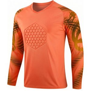 Camiseta de portero de fútbol sublimada personalizada, transpirable, ligera, de secado rápido, manga larga, cuello en V, ropa deportiva de poliéster de alta calidad - Product Image 1