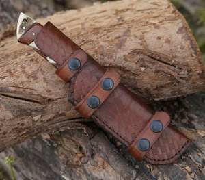 Couteau de chasse à lame fixe de 10 pouces en acier Damas fait main, tendance du moment, avec manche en bois de rose et bois de cerf - Product Image 6