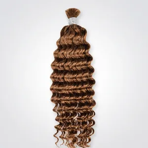 Deep Curly Brown Human Hair Weave Bundle Long Remy Natural Wave Style Silk Base Double Drawn - Product Image 6