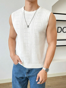 Chaleco de Punto sin Mangas para Hombre, Cuello Redondo, Mezcla de Viscosa, Estilo Casual, Alta Calidad - Product Image 5