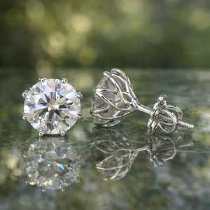 Hot Selling 3CT Round Cut Moissanite Stud <b>Earrings</b> For Women's 925 <b>Silver</b> Fine Trendy Party Jewelry For Wedding Bride - Product Image 4