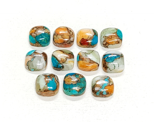 Cabujones de Turquesa Oyster Copper en Forma de Cojín, Piedra Preciosa de 8*8 mm, 100% NATURAL, para la Fabricación de Joyería a Precio de Mayoreo - Product Image 2