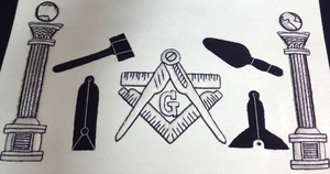 Master Mason Blue Lodge <b>Apron</b> - Navy Blue & <b>White</b> Silk Threads Hand Embroidery High Quality Blue Lodge <b>Apron</b> crafted - Product Image 3