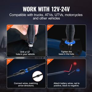 1 Pezzo Luce a Frusta da 3 Piedi con Base a Molla, LED Impermeabile RGB a 360 Gradi con Effetto Inseguimento, Controllo Remoto tramite APP per Fuoristrada - Product Image 6