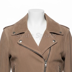 แจ็กเก็ตหนังนิ่มผู้หญิง, แจ็กเก็ตหนังกลับสไตล์คลาสสิกน้ำหนักเบาแจ็กเก็ตหนังคาวเกิร์ลใส่สบาย - Product Image 5