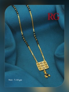 Luxury 22K <b>Solid</b> <b>Gold</b> Mangalsutra Necklace Floral <b>Pendant</b> Black Beads Chain Indian Wedding Engagement Party Jewelry for Women - Product Image 2