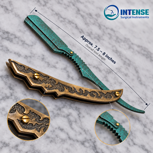 Premium Barber Shavette Razor Vintage <b>Engraved</b> Handle Professional Beard Shaving <b>Tool</b> - Product Image 6