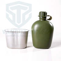 Kit de cantine portable 4-en-1 de haute qualité pour l'extérieur, bouteille d'eau de survie, bouilloire avec tasse en aluminium et housse de sac pour la randonnée et le camping