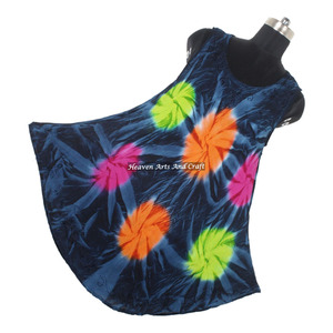 Robe parapluie en rayonne indienne tie-dye pour femme, design coloré, idéale pour la plage, vente en gros - Product Image 5