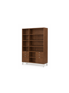 Librería Moderna de Madera con 8 Estantes y Cajones, Mueble Independiente para Sala de Estar, Diseño Minimalista, Almacenamiento para Oficina en Casa - Product Image 3