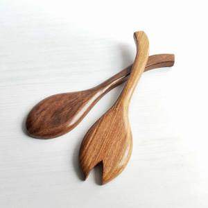 Handmade Natural Olive Wood Salad Servers Set Of 2 Long Handle Wooden Salad <b>Spoon</b> And Fork For Tossing And <b>Serving</b> Eco-Friendly - Product Image 2