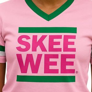 SKEE WEE เสื้อยืดคอวีแขนสั้นสีชมพูและสีเขียวผ้าฝ้ายเสื้อกีฬาแฟชั่นลำลองผู้หญิงสบาย ๆ กีฬาฤดูร้อน - Product Image 5