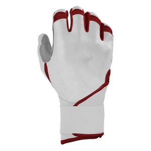 Guantes de Bateo Blancos y Rojos, Acolchados de Cuero, Cierre de Tirón, Unisex, para Adultos, Entrenamiento, Ambidiestros - Product Image 3