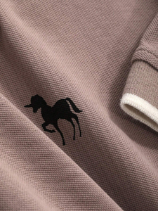 เสื้อโปโลผู้หญิงทรงหลวม แขนสามส่วน ผ้าฝ้าย 100% ปักลาย สีพื้น สวมใส่สบายๆ สำหรับฤดูใบไม้ผลิและฤดูร้อน - Product Image 5