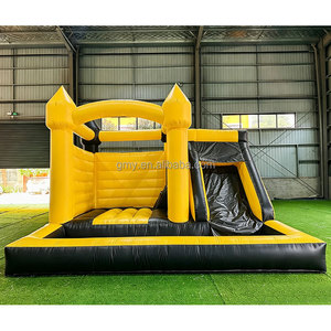 <span class=keywords><strong>Alquiler</strong></span> de Castillos Inflables Comerciales para Fiestas, Casa de Juegos Inflable Negra y Amarilla con Tobogán - Product Image 5