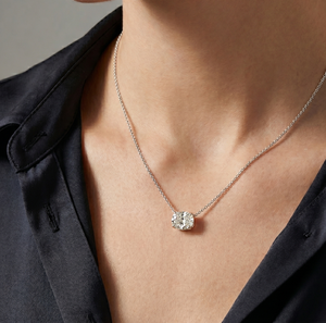 Manufacturer 10K 14K 18K <b>Solid</b> <b>Gold</b> Round Diamond <b>Pendant</b> Necklace Minimalist Snake Chain Everyday Unisex Customization Necklace - Product Image 4