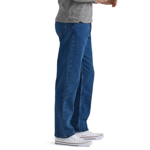 Men's Jeans Pants Mid-Waist <b>Light</b> Blue Denim Jeans Basic Slim Straight-Leg <b>Trousers</b> Custom Logo Cotton Jeans For Men - Product Image 3