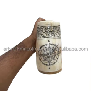 แก้วน้ำทำมือจากเขาควายแท้ ลายโลโก้หมาป่าแท้ แกะสลักด้วยมือ คุณภาพพรีเมียม ขายส่ง - Product Image 2