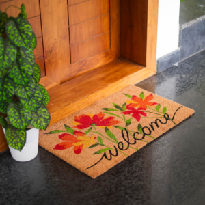 Tapis de porte FloraCharm Coco Brush, en PVC, sans AZO, résistant à la décoloration, pour l'extérieur, tapis d'accueil pour l'entrée - Product Image 1