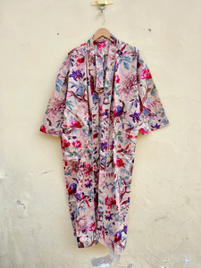 Bata Kimono de Algodón 100% Tejido con Estampado de Dibujos Animados para Mujer, Camisón de Verano Hecho a Mano, Cuello en V, Cintura Elástica, Largo Completo, Suave - Product Image 3