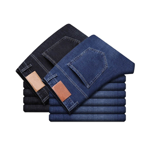 High Quality Famous Brand Straight Denim <b>Trousers</b> <b>for</b> <b>Men</b> All Sizes Regular Fit Soft Elastic <b>Wide</b>-Waist Comfortable Garment Dyed - Product Image 4
