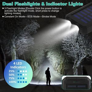 10000mAh Dual USB Ports Solar Power Bank Outdoor Portable Battery Charger with <b>Indicators</b> SOS LED Lights Compass C - Product Image 2