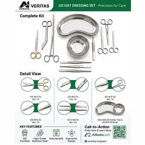 Ensemble d'instruments de pansement professionnels en acier inoxydable A-1 VERITAS pour les soins des plaies, la chirurgie, les hôpitaux, les cliniques, trousse médicale réutilisable - Product Image 3
