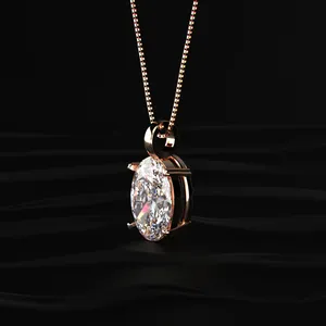 Pendentif solitaire classique au design élégant, diamant CVD de laboratoire taille ovale, couleur D-E et clarté VVS-VS, certifié IGI d'Inde. - Product Image 5