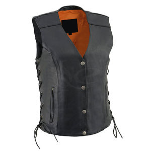 Chaleco de Cuero para Hombre con Bolsillos Modernos, Chaqueta de Motociclista de Lona Impermeable - Product Image 1