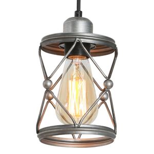 Suspension industrielle rustique mini cage gris argenté réglable pour îlot de cuisine et luminaire suspendu style ferme - Product Image 1