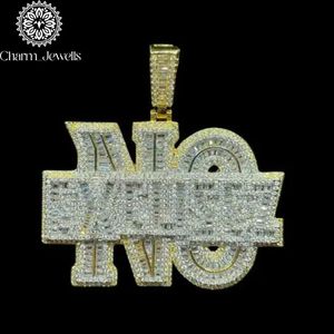 Pendentif Charm_Jewells No Excuses plaqué or 22 carats avec moissanite, collier à lettres thématique pour homme, style hip-hop, à porter au quotidien - Product Image 3