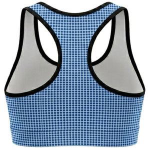 Women's Summer Gym Light Blue Dot <b>Mesh</b> Racerback Sports Bra Scoop Neck Medium Support Breathable Yoga <b>Top</b> Spandex Polyester - Product Image 2