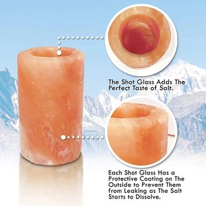 Vasos de chupito de sal rosa del Himalaya tallados a mano, artesanía en piedra natural para cócteles y eventos. - Product Image 4