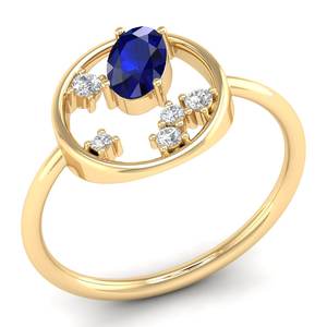 แหวนหมั้นเพชรโมอิสซาไนต์ทรงรี 0.5 กะรัต ประดับพลอยไพลินสีน้ำเงิน ดีไซน์หรูหราจาก REYES ทองคำแท้ 14K สำหรับผู้หญิง - Product Image 6