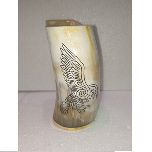 Chope à bière artisanale 100 % corne de buffle naturelle, forme cloche gaufrée, qualité supérieure, vente en gros pour l'exportation, corne à boire style Viking - Product Image 4