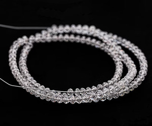 Cuentas Rondelle facetadas, cuentas de diamante blanco, cuentas de diamante redondas sueltas, cuentas de diamante de laboratorio, cuentas de diamante blanco nieve para collar - Product Image 4