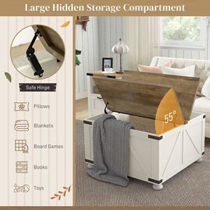 Tavolino da Caffè Quadrato Grande Eco-Friendly Stile Rustico con Contenitore, Tavolo Centrale in Legno per Soggiorno, Realizzato in Ottone - Product Image 4