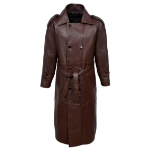 Abrigo de Cuero Napa de Primera Calidad para Hombre, Estilo Clásico Cruzado con Cinturón, Fabricante Mayorista OEM - Product Image 6
