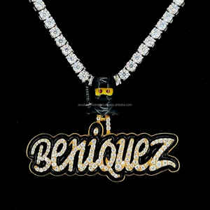 Iced Out Jewelry Moissanite Diamonds Custom Black Esmalte Colgante Inicial Hip Hop 925 Silver Gold Plated Custom Pendant - Product Image 5