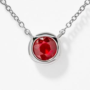 Wholesale 14K Yellow Gold Bezel Set Round Ruby Pendant Necklace 0.40ct Fine Jewelry Manufacturer Supplier for Women - Product Image 5